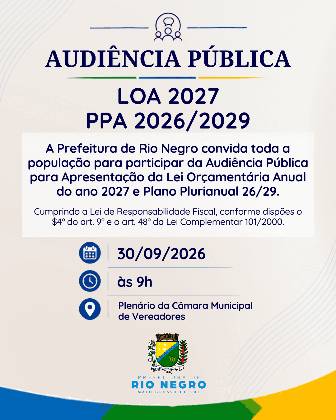 Prefeitura realiza Audiência Pública para apresentação da LOA 2027 e PPA 2026/2029