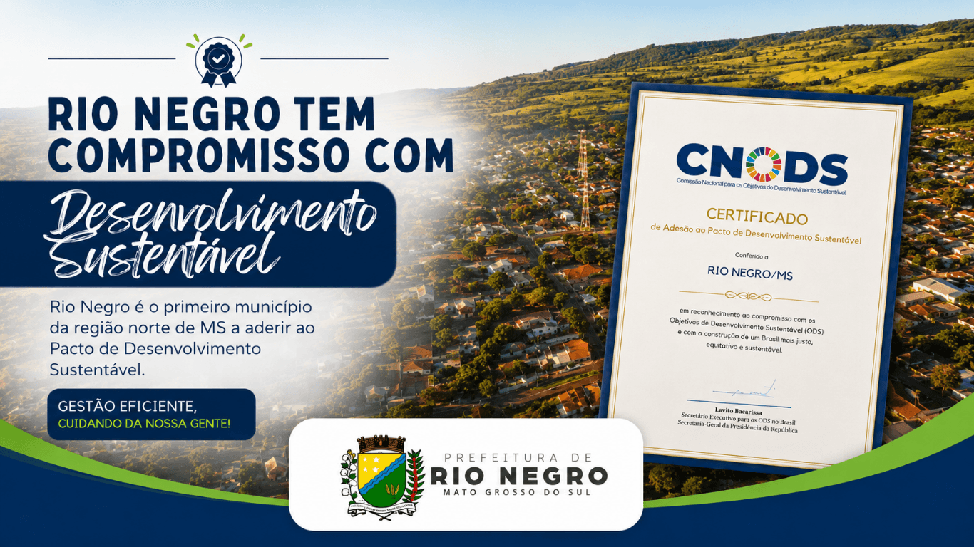 Rio Negro é o primeiro município da região norte de MS a aderir ao Pacto Nacional pelos ODS